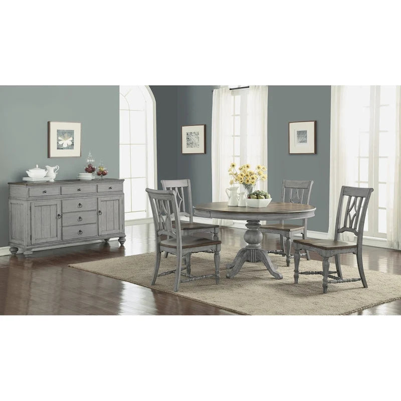 Gray Wood Pedestal Dining Table - 72 x 30 x 54