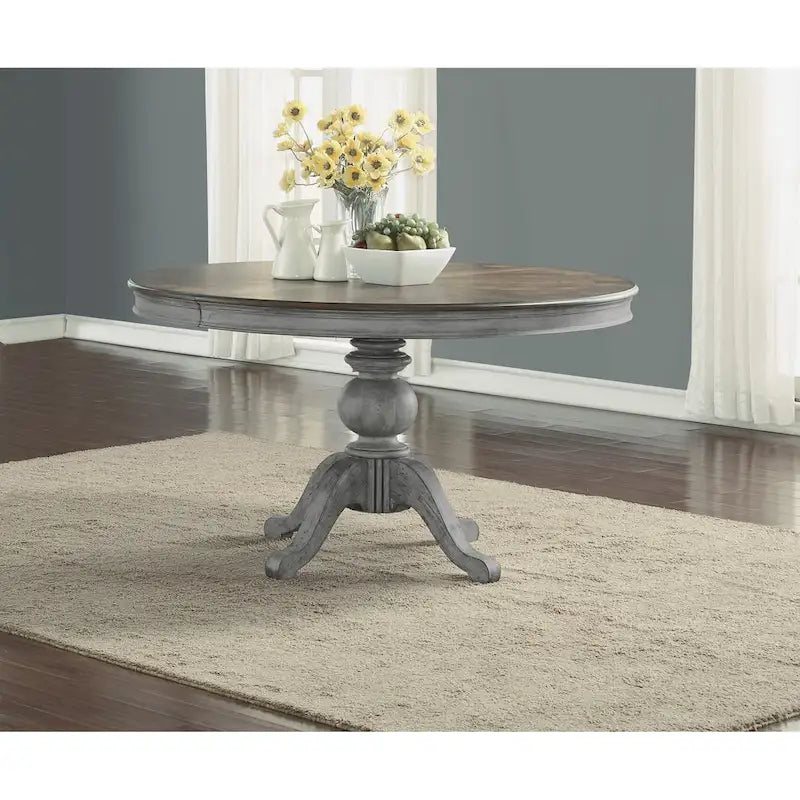 Gray Wood Pedestal Dining Table - 72 x 30 x 54