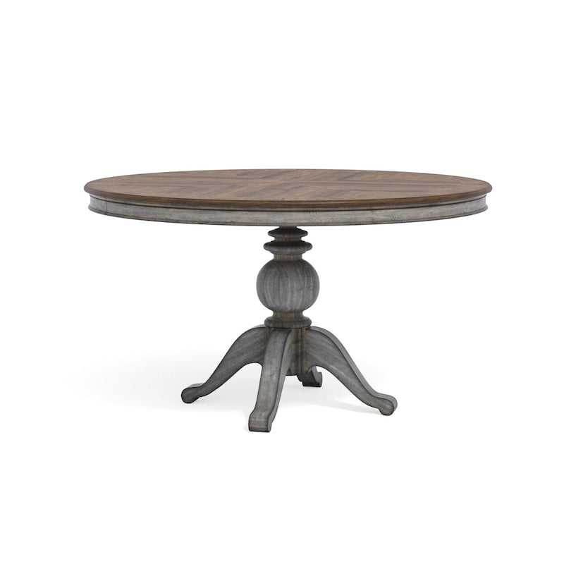 Gray Wood Pedestal Dining Table - 72 x 30 x 54
