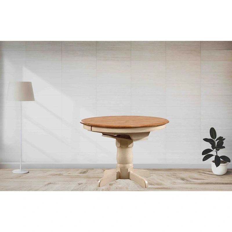 Round Butterfly Leaf Dining Table - N/A
