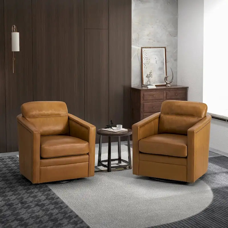 28.74 Wide Genuine Leather Swivel Chair Set of 2