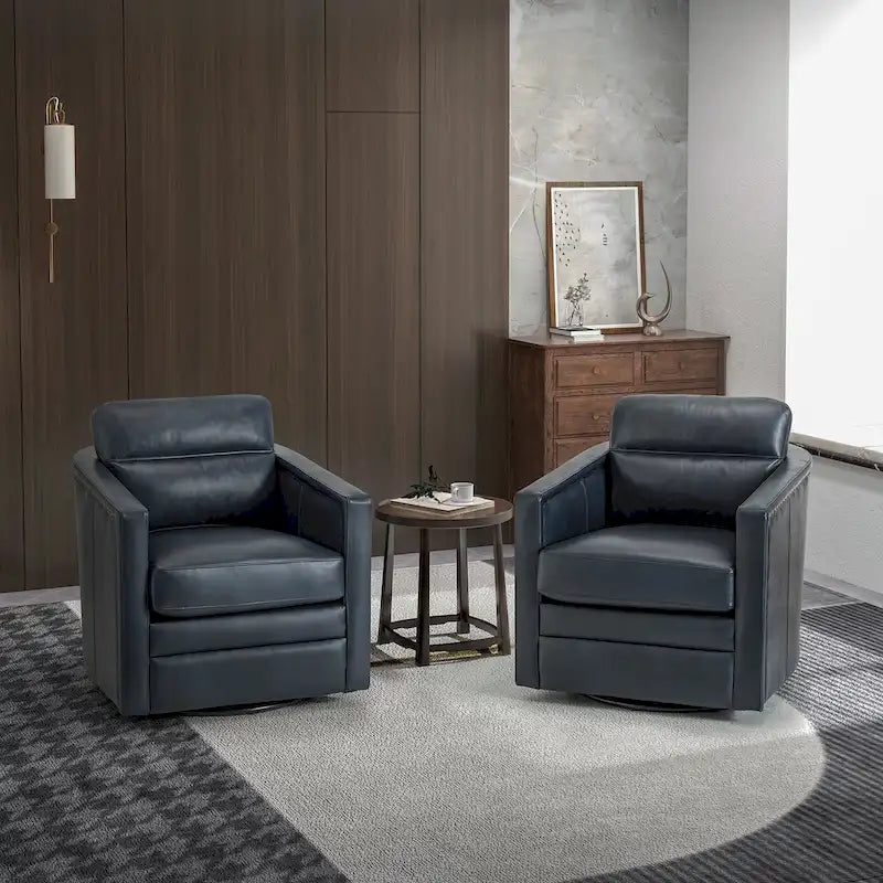 28.74 Wide Genuine Leather Swivel Chair Set of 2