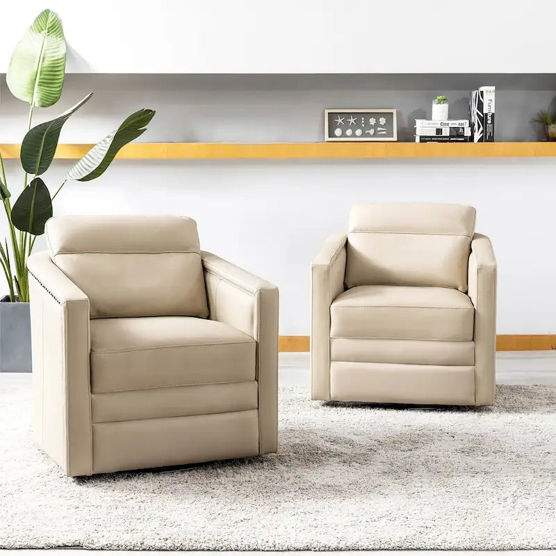 28.74 Wide Genuine Leather Swivel Chair Set of 2