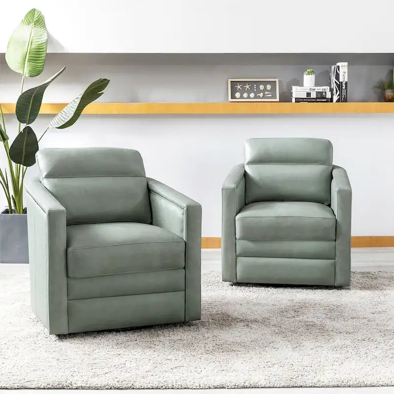 28.74 Wide Genuine Leather Swivel Chair Set of 2