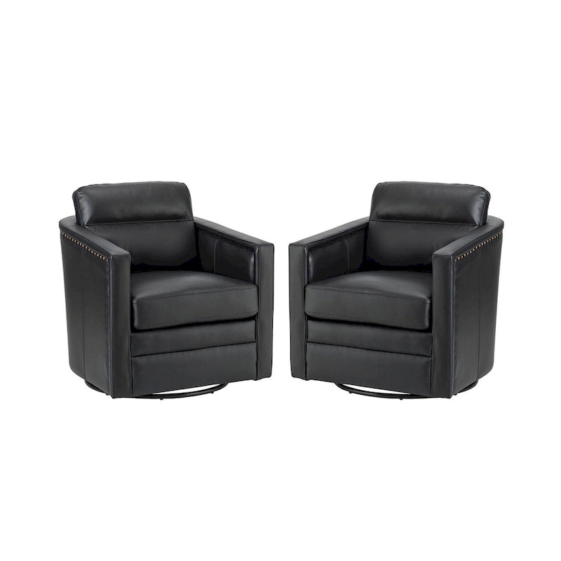 28.74 Wide Genuine Leather Swivel Chair Set of 2