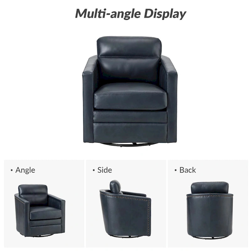 28.74 Wide Genuine Leather Swivel Chair Set of 2