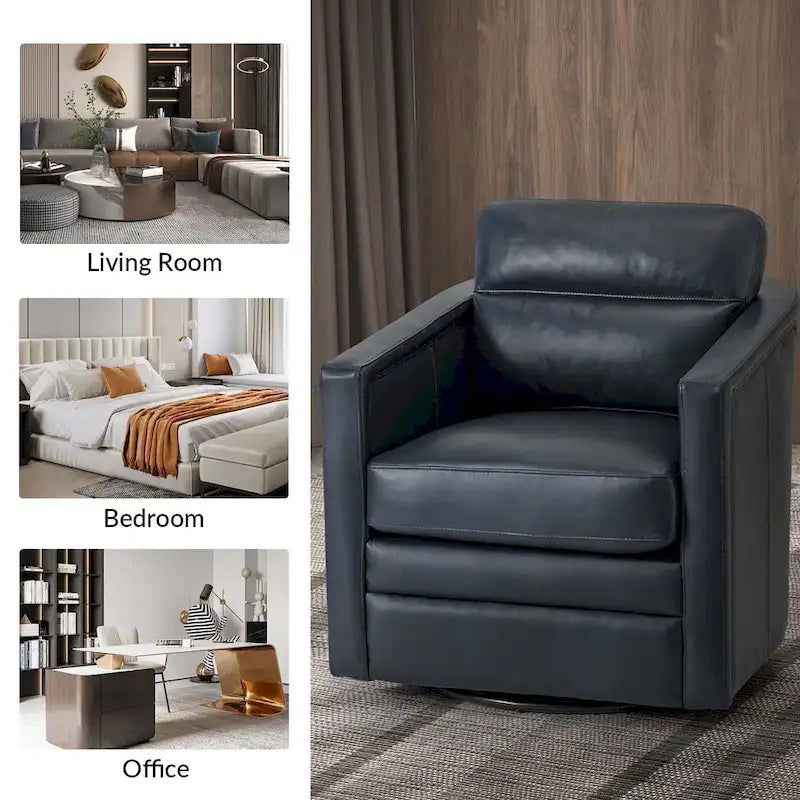 28.74 Wide Genuine Leather Swivel Chair Set of 2
