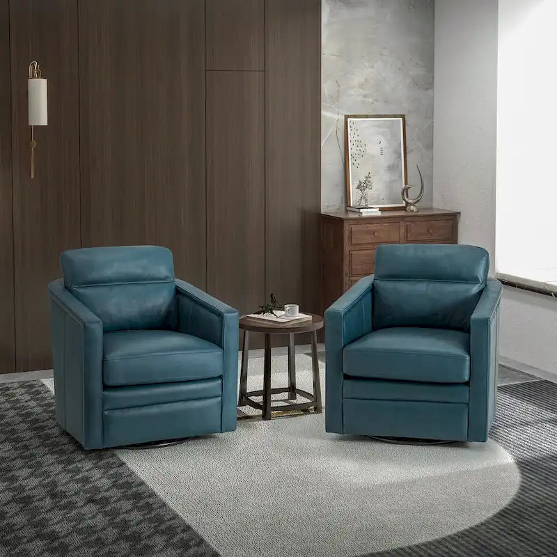 28.74 Wide Genuine Leather Swivel Chair Set of 2
