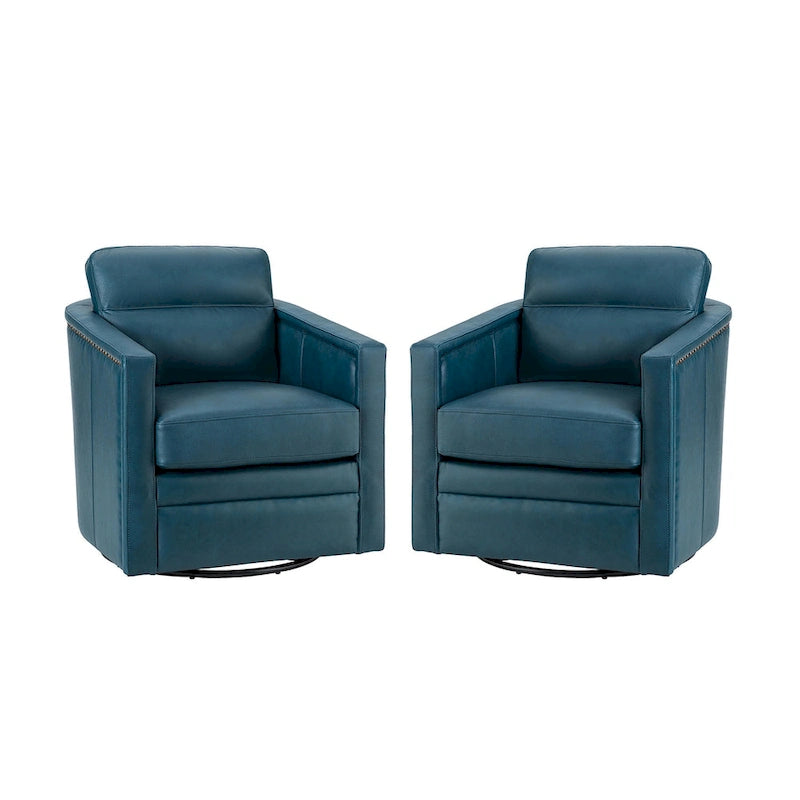 28.74 Wide Genuine Leather Swivel Chair Set of 2