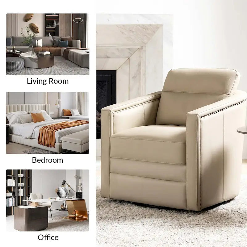 28.74 Wide Genuine Leather Swivel Chair Set of 2