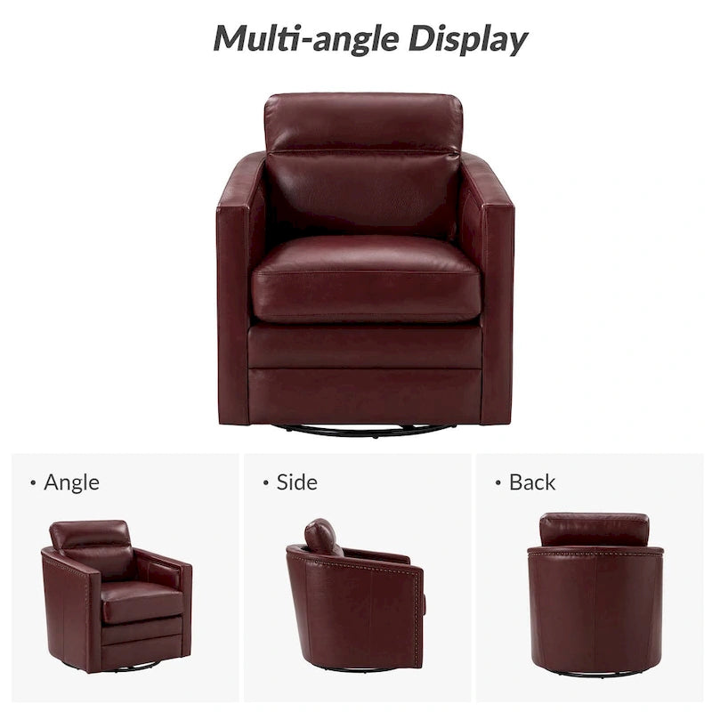 28.74 Wide Genuine Leather Swivel Chair Set of 2