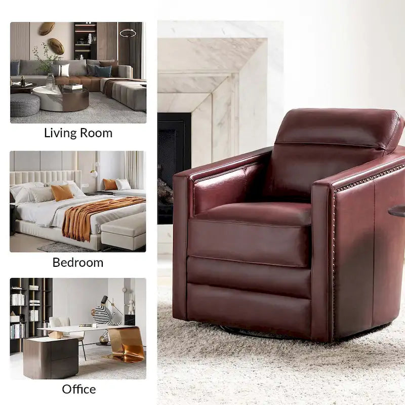 28.74 Wide Genuine Leather Swivel Chair Set of 2
