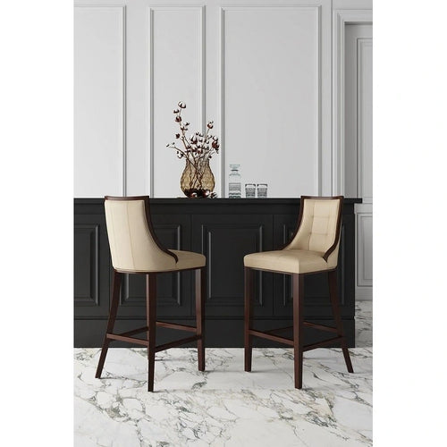 45 in. Walnut Beech Wood Bar Stool (Set of 2)