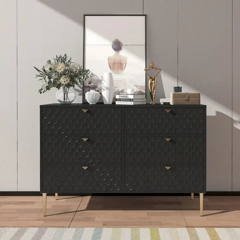 Moderne houten ladekast met 6 laden