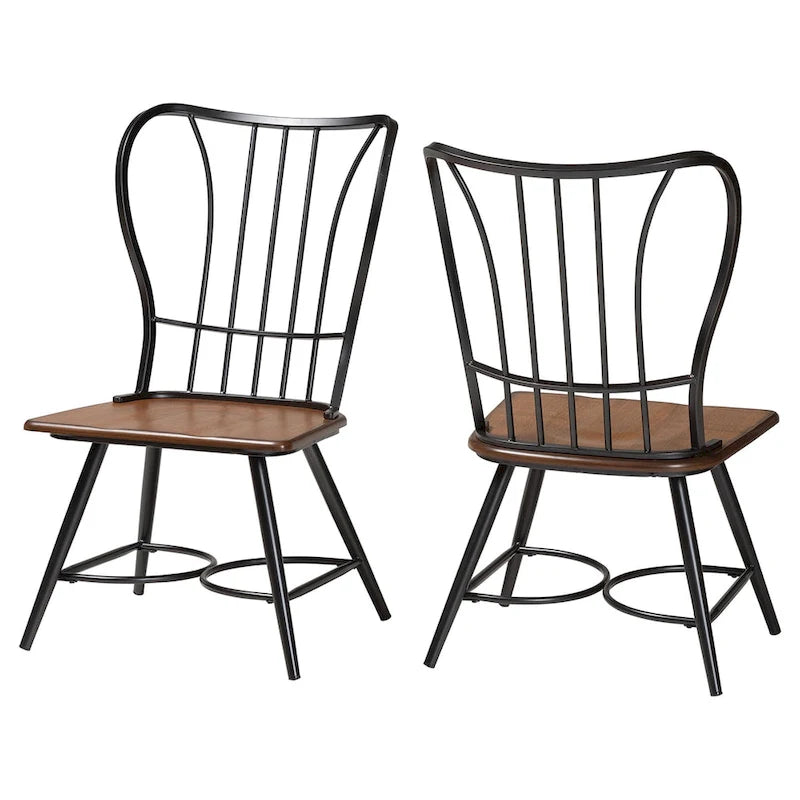 Carbon Loft Rudolph Industrial Metal and Wood Dining Chairs (Set of 2)