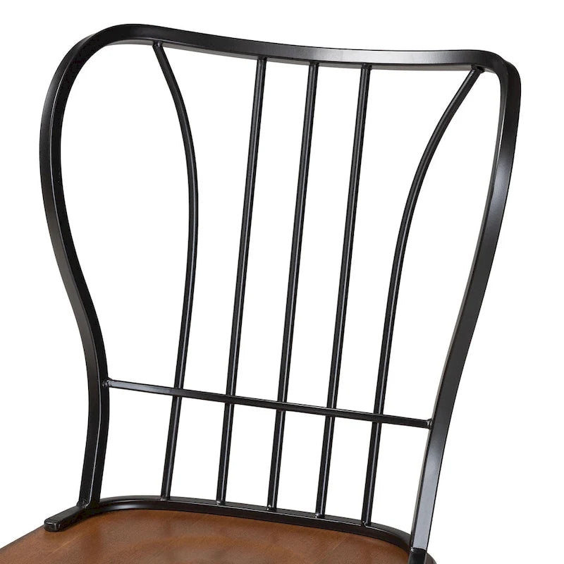 Industriële eetkamerstoelen van metaal en hout (set van 2)