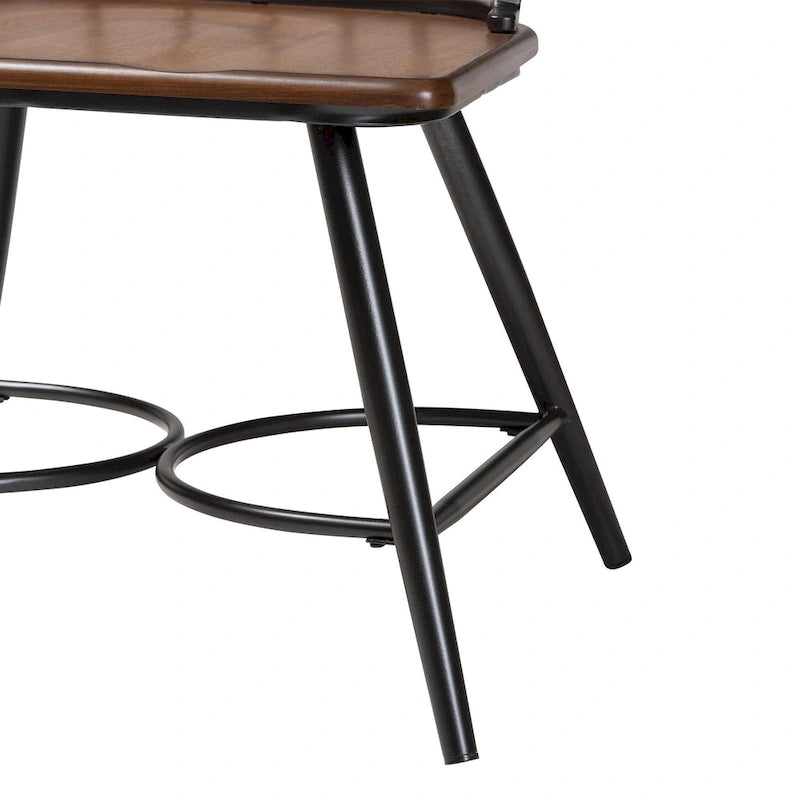 Industriële eetkamerstoelen van metaal en hout (set van 2)