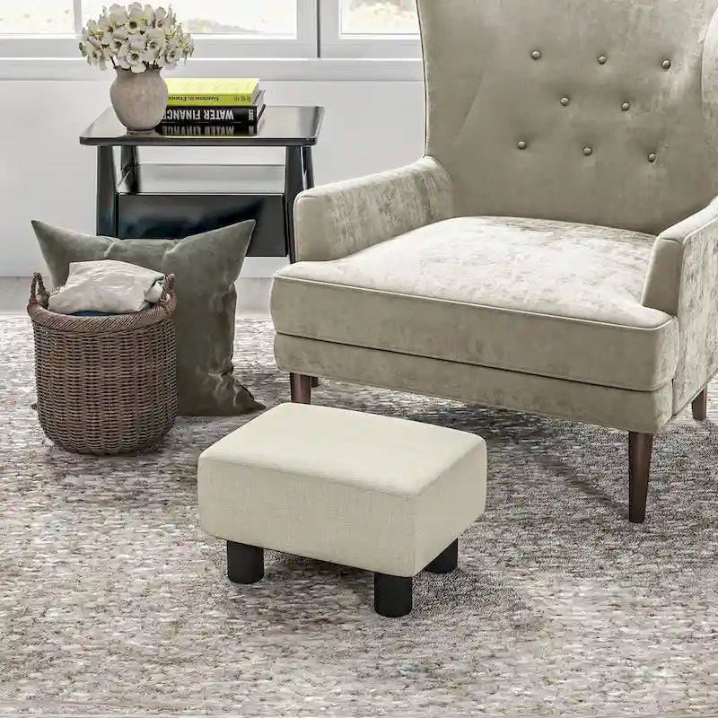 16 Cube Modern Linen Footrest Ottoman