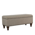 Tufted Linen Storage Bench
