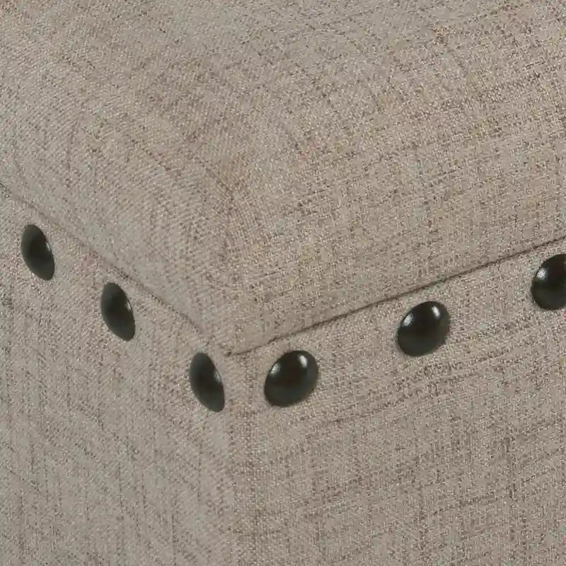 Tufted Linen Storage Bench