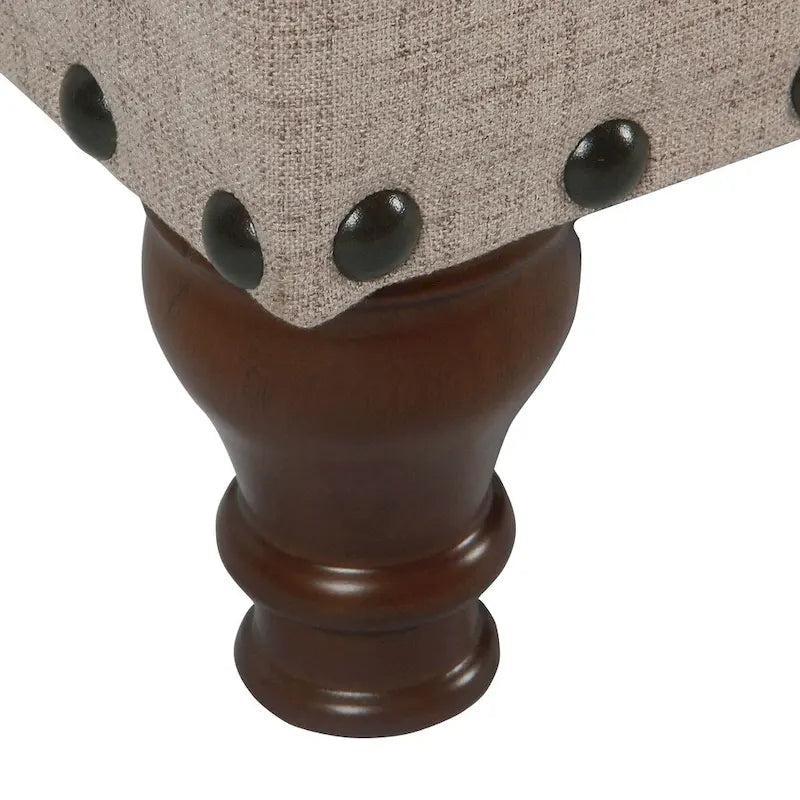 Tufted Linen Storage Bench