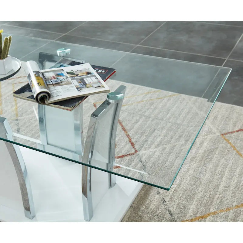 47-inch Glass Top 1-Shelf Coffee Table