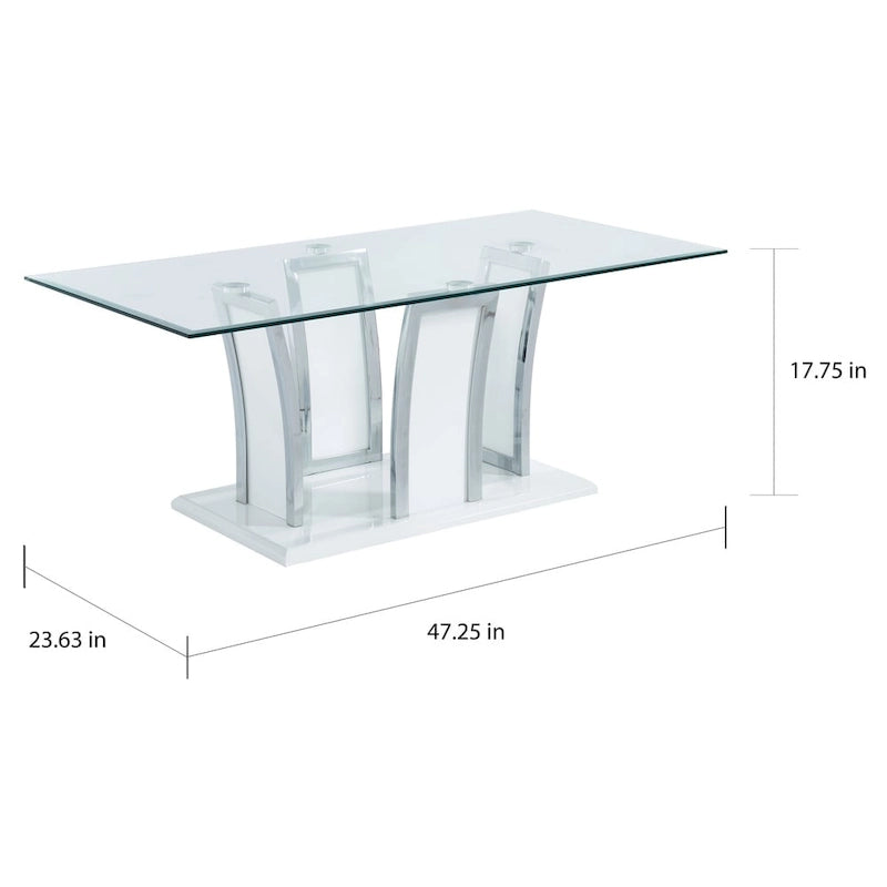 47-inch Glass Top 1-Shelf Coffee Table