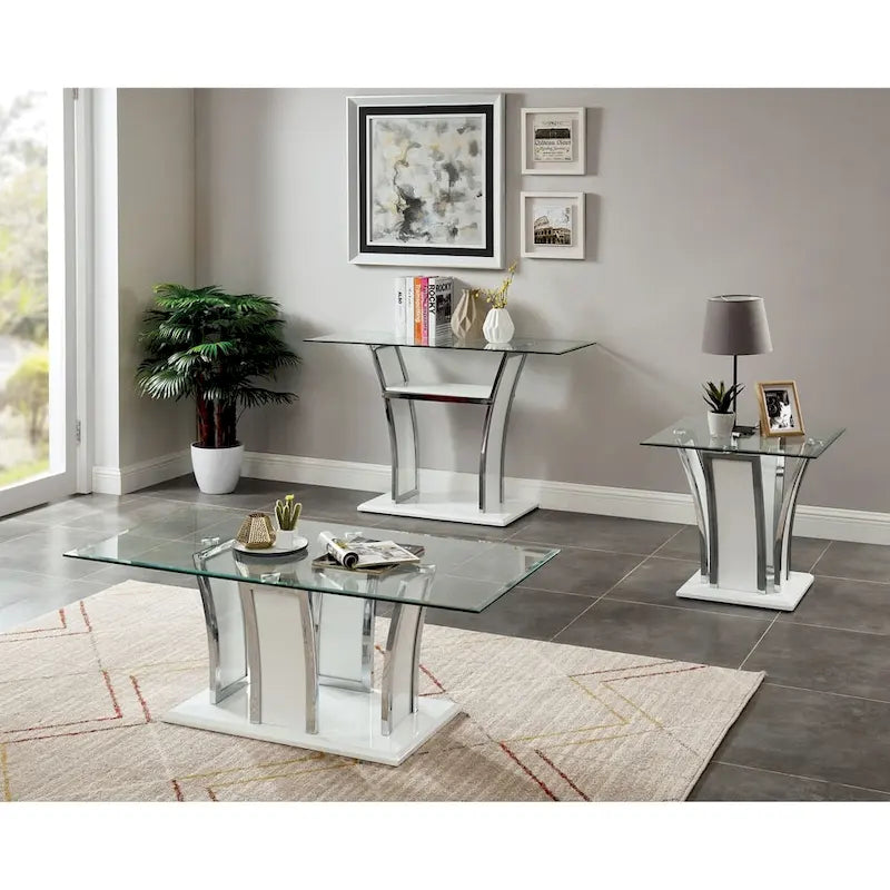 47-inch Glass Top 1-Shelf Coffee Table