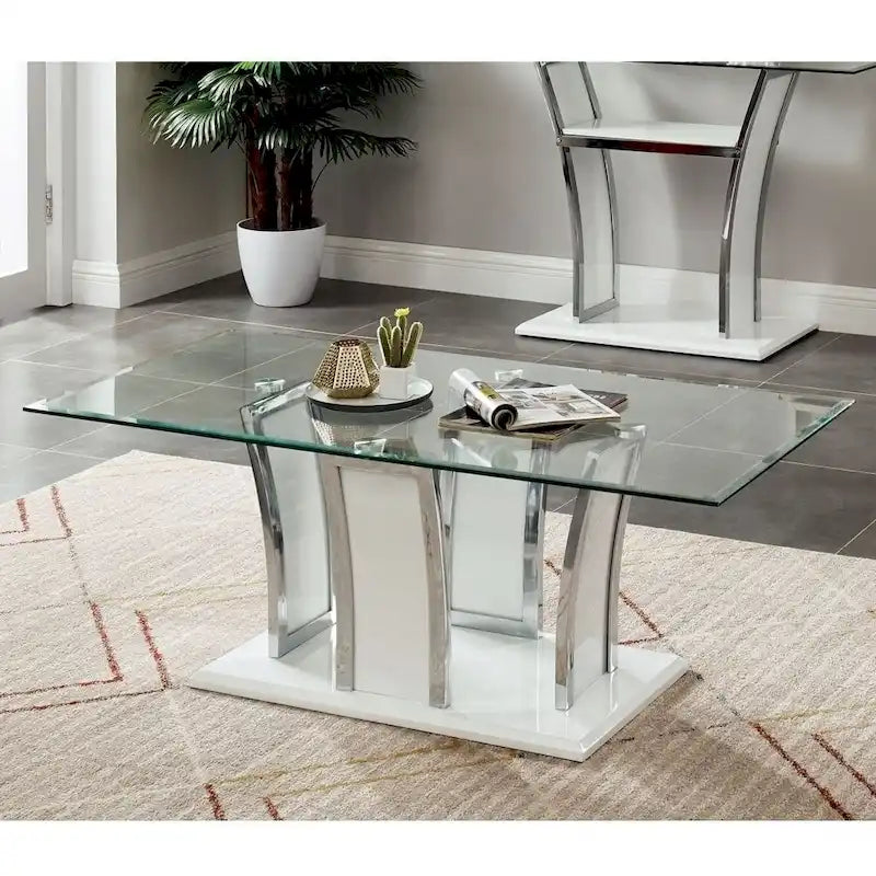 47-inch Glass Top 1-Shelf Coffee Table
