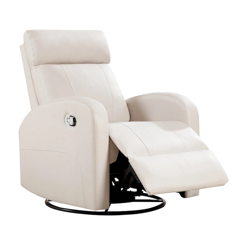 Modern Faux Leather Rocking Recliner with Swivel