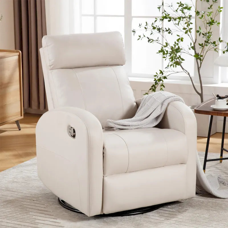 Modern Faux Leather Rocking Recliner with Swivel