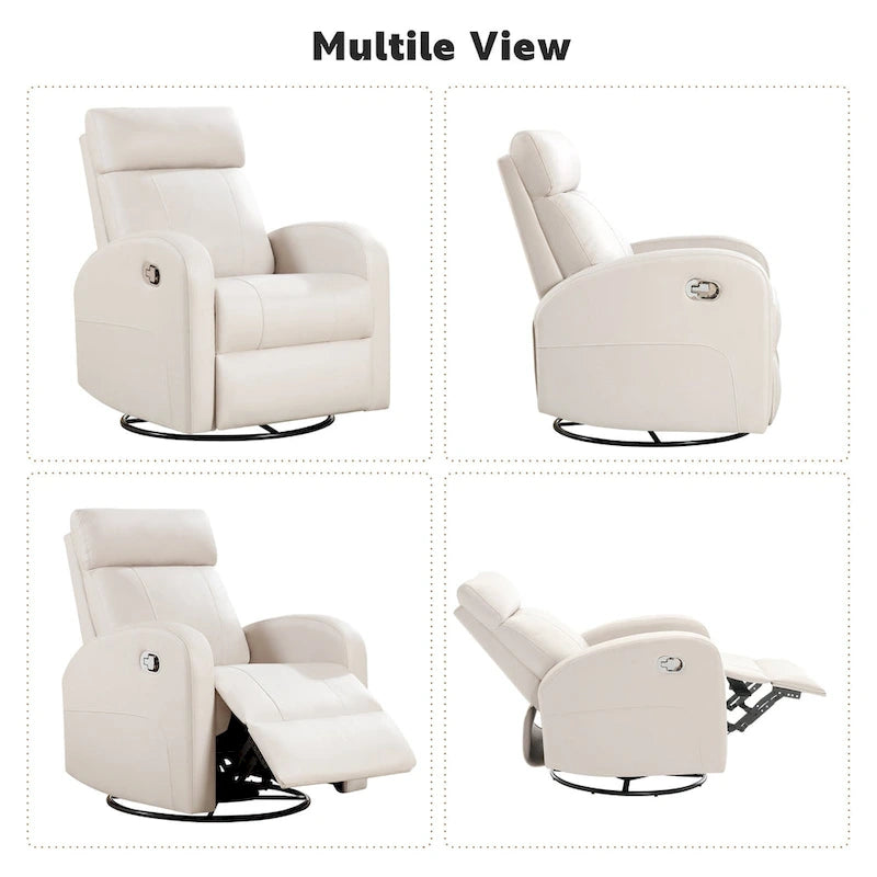 Modern Faux Leather Rocking Recliner with Swivel