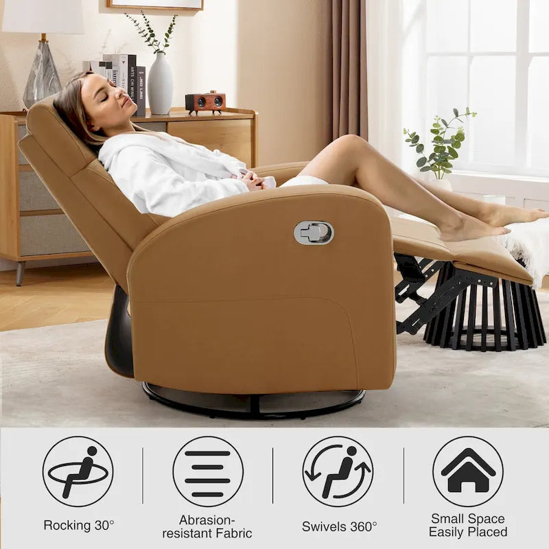 Modern Faux Leather Rocking Recliner with Swivel