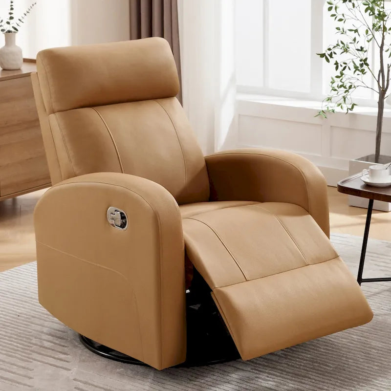 Modern Faux Leather Rocking Recliner with Swivel
