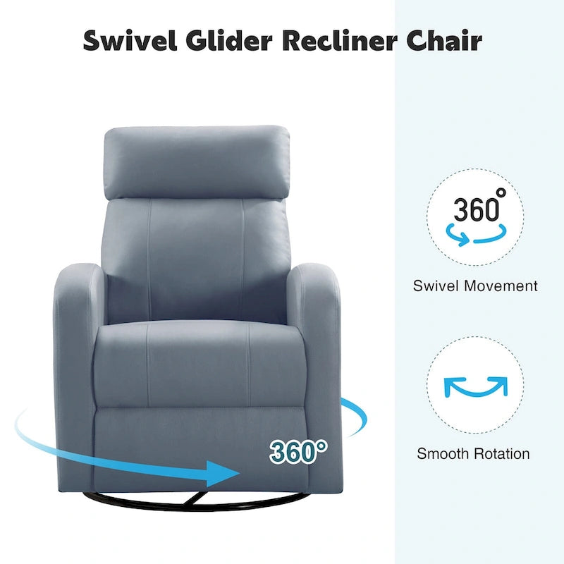 Modern Faux Leather Rocking Recliner with Swivel