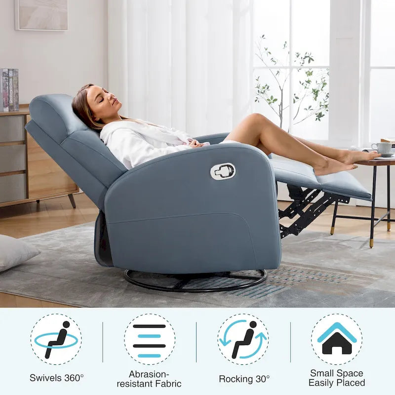 Modern Faux Leather Rocking Recliner with Swivel