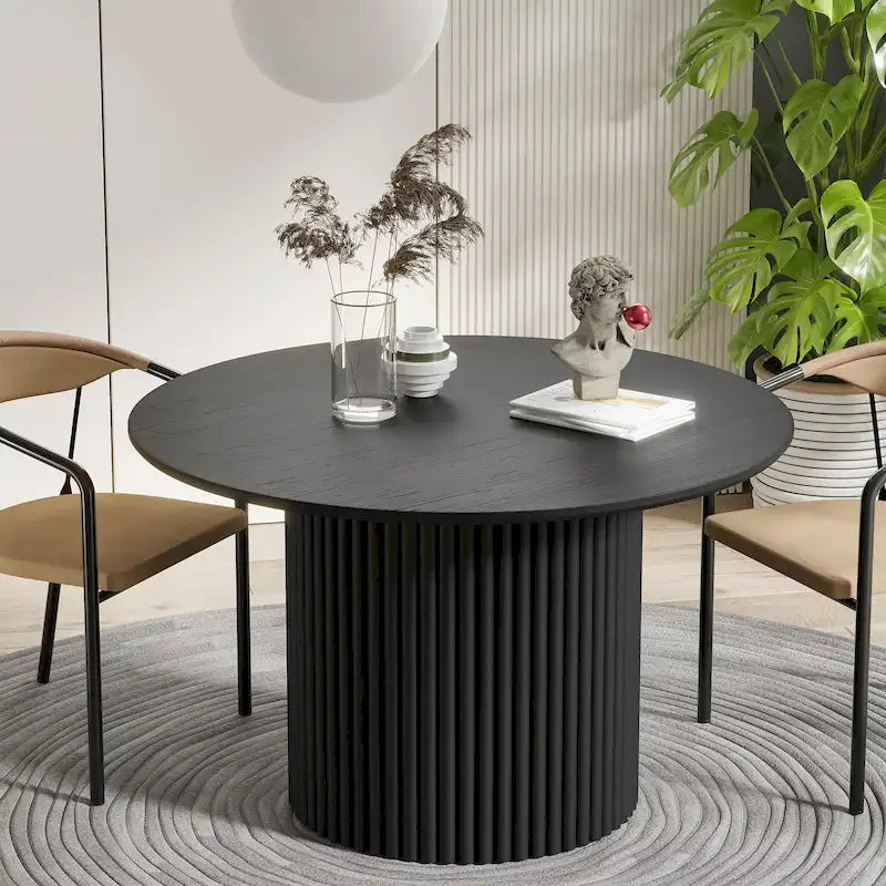 Ronde eettafel van 46 inch van massief hout voor 4 personen, Scandinavische stijl - 46*30