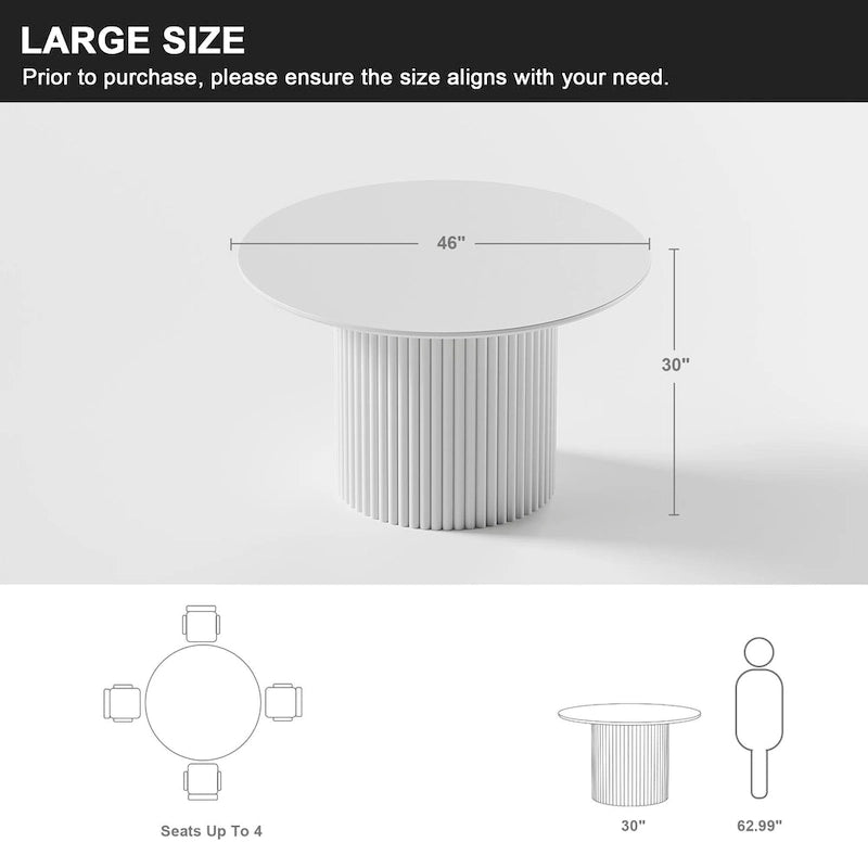 Solid Wood 46 Round Dining Table for 4 People Nordic style - 46*30