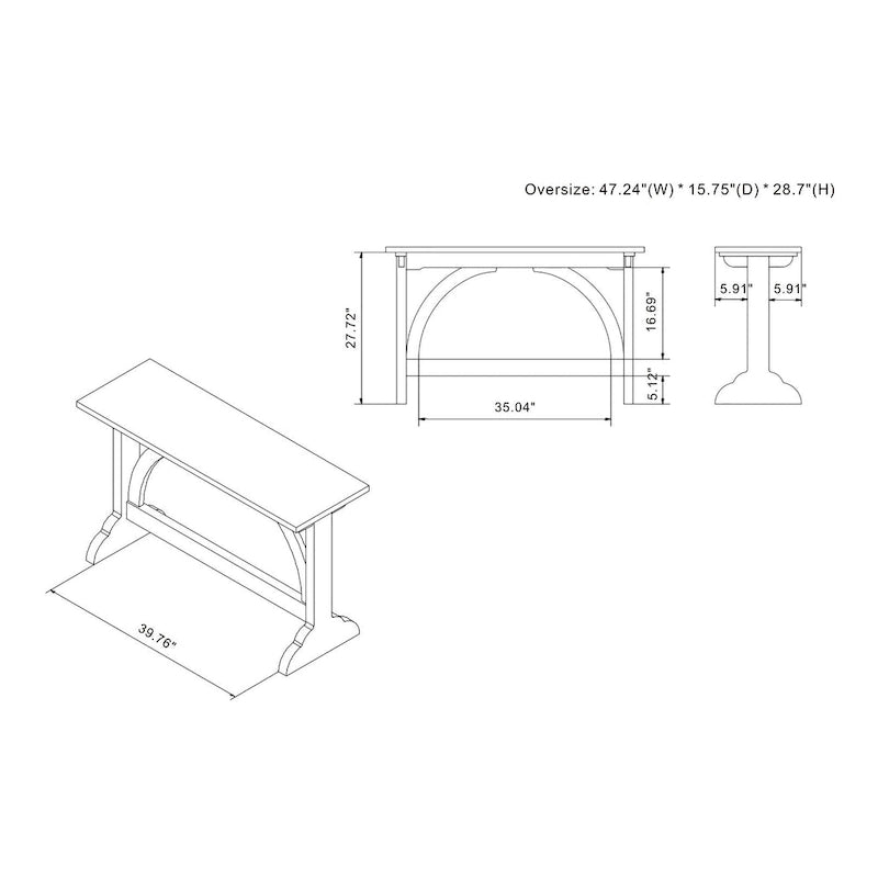 Rustic Oak Finish 47-inch Sofa Table