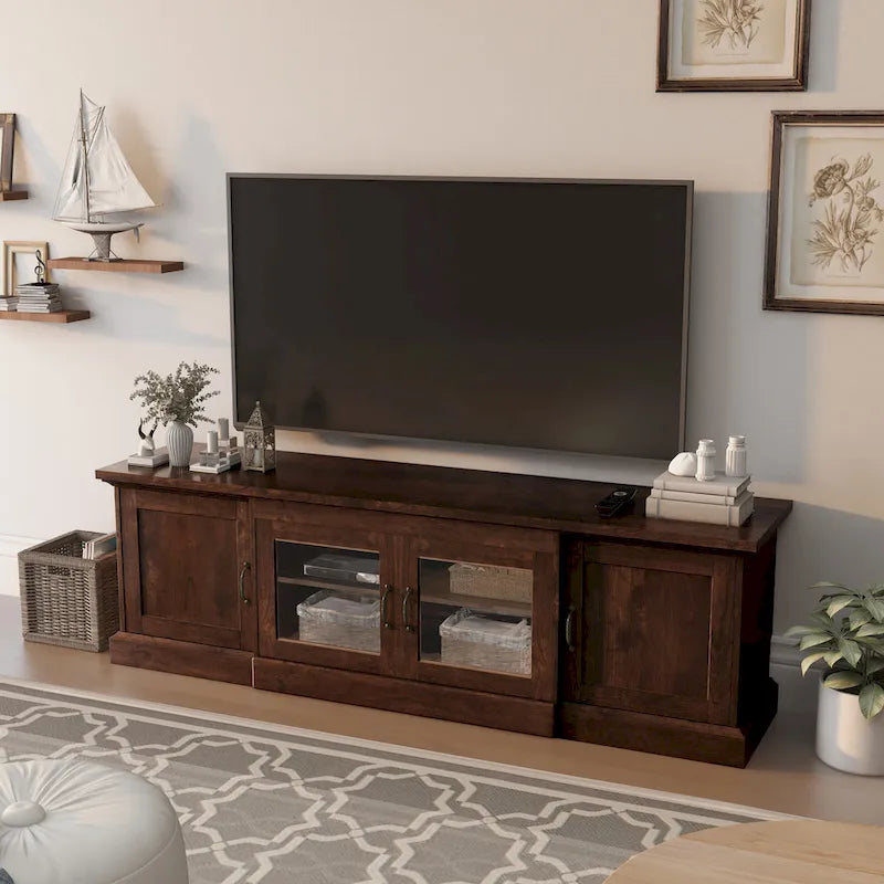 Rustic 68-inch Multifunctional Storage TV Console