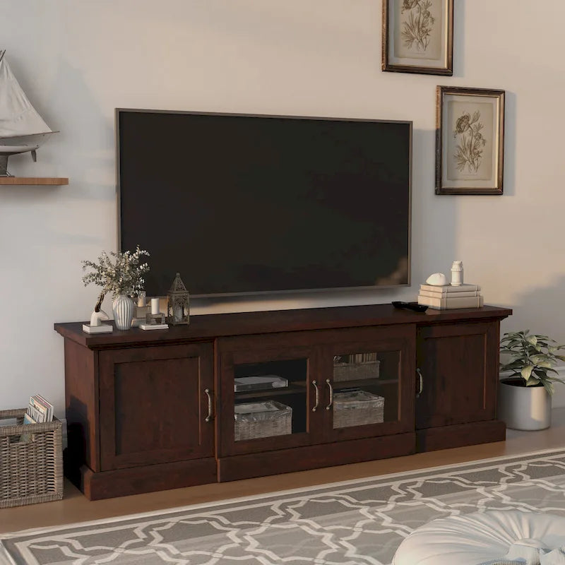 Rustic 68-inch Multifunctional Storage TV Console