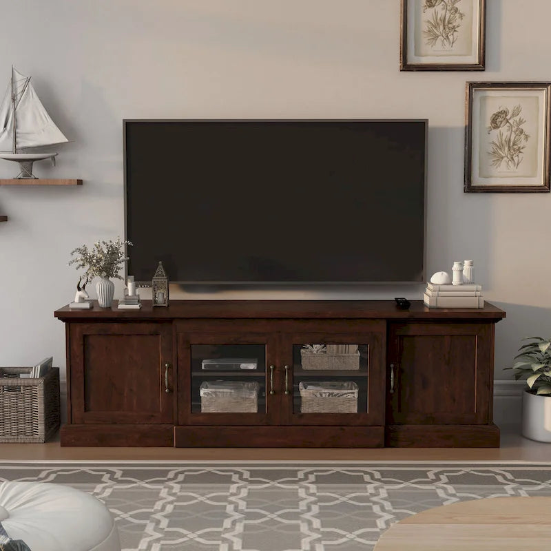 Rustic 68-inch Multifunctional Storage TV Console