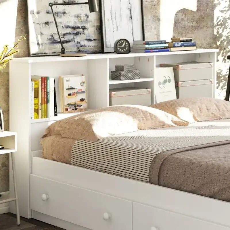 Boekenkasthoofdbord van 100% massief hout voor tweepersoonsbed