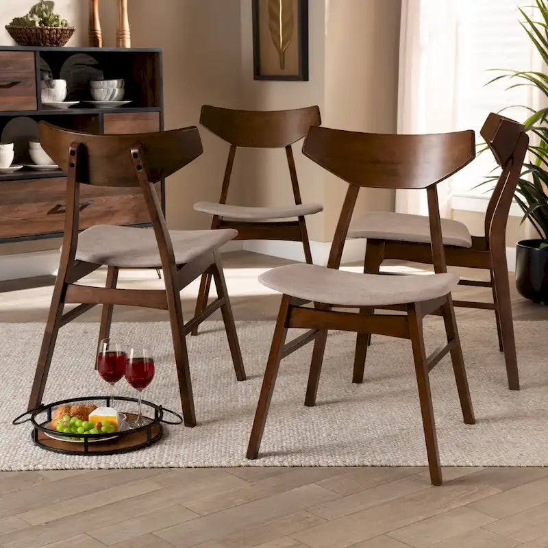 Mid-Century Modern Transitional 4-Piece Dining Chair Set