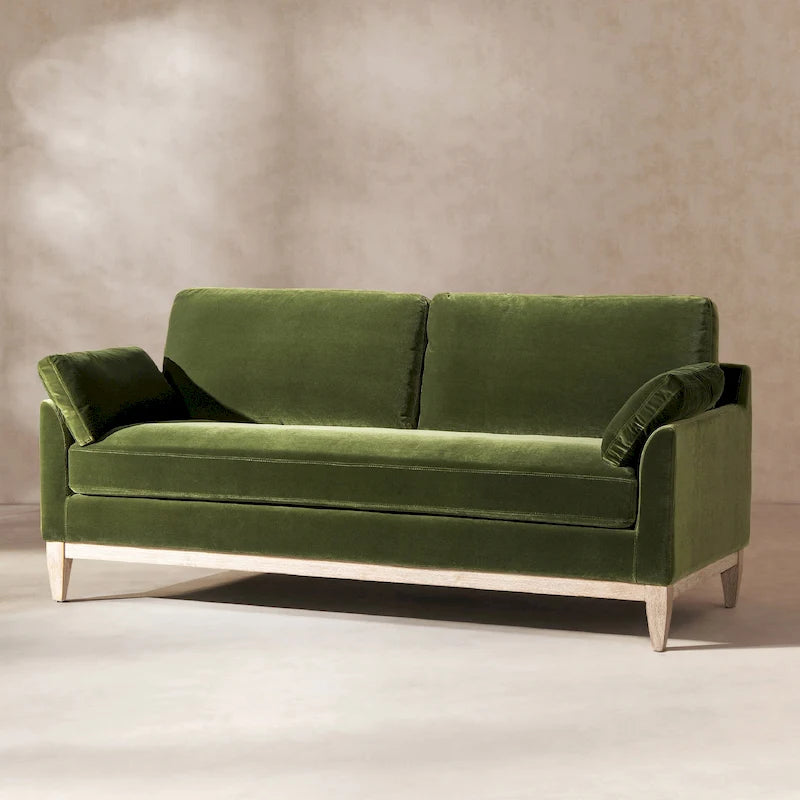 75.5 Velvet Modern Farmhouse Loose Pillow-Back Sofa