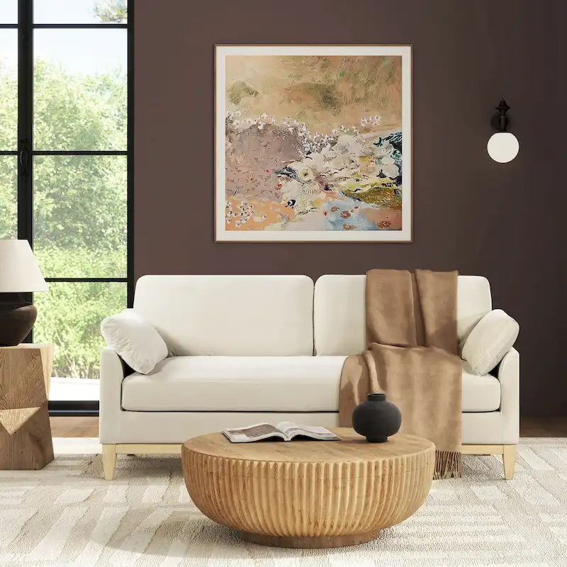 75.5 Velvet Modern Farmhouse Loose Pillow-Back Sofa