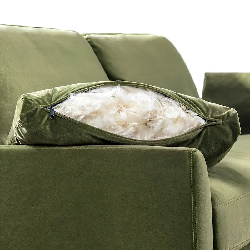 75.5 Velvet Modern Farmhouse Loose Pillow-Back Sofa