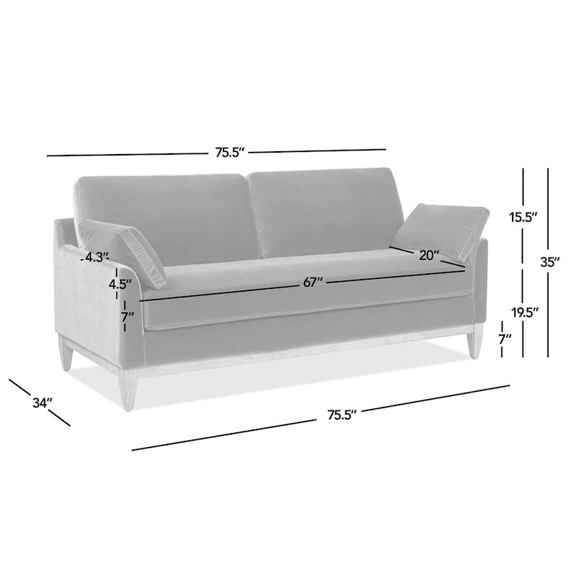 75.5 Velvet Modern Farmhouse Loose Pillow-Back Sofa