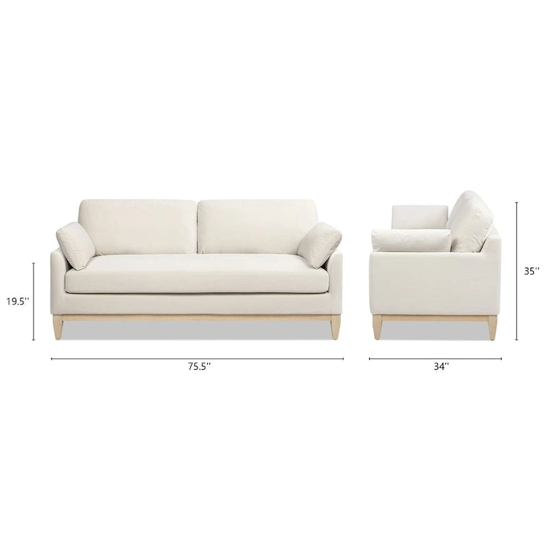 75.5 Velvet Modern Farmhouse Loose Pillow-Back Sofa