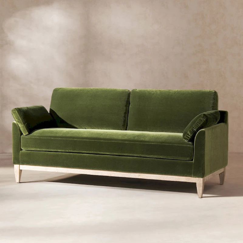 75.5 Velvet Modern Farmhouse Loose Pillow-Back Sofa